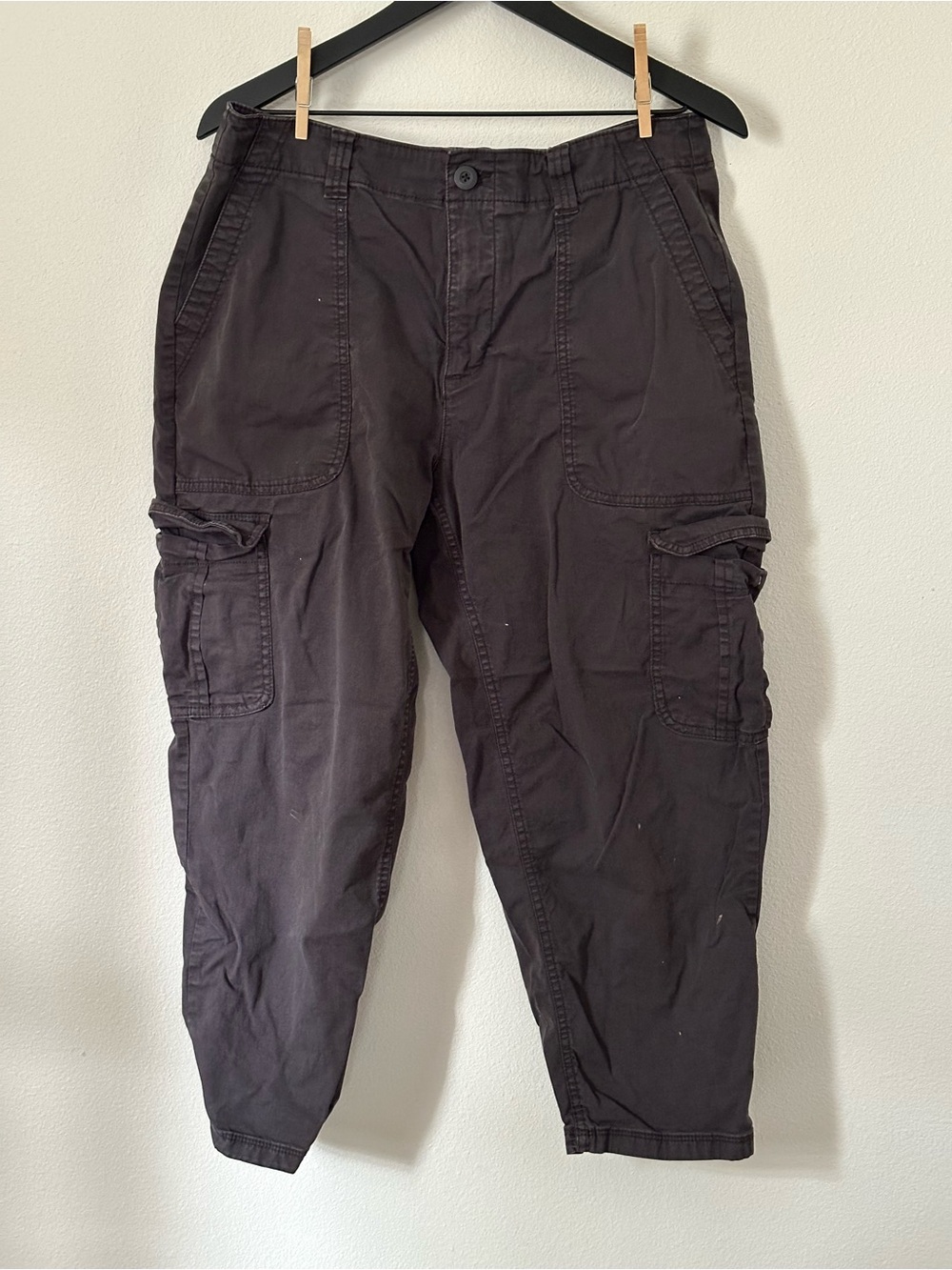 Women’s Cotton Charcoal Gray/ Black Painter’s Pants / Chino Cargo Pants